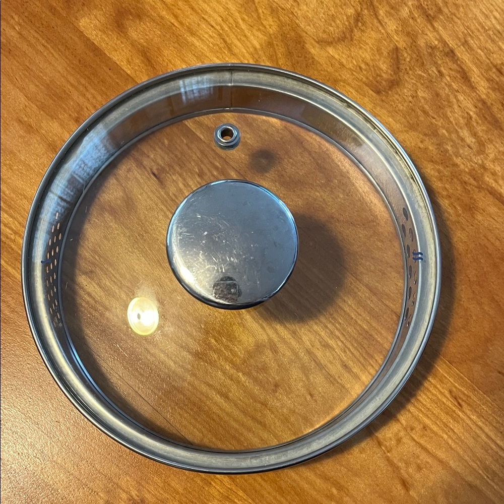 Glass Pot Lid with Stainless Steel Rim and Knob
